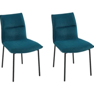 Set van 2 stoelen van stof en zwart metaal - Blauw - ETIVAL