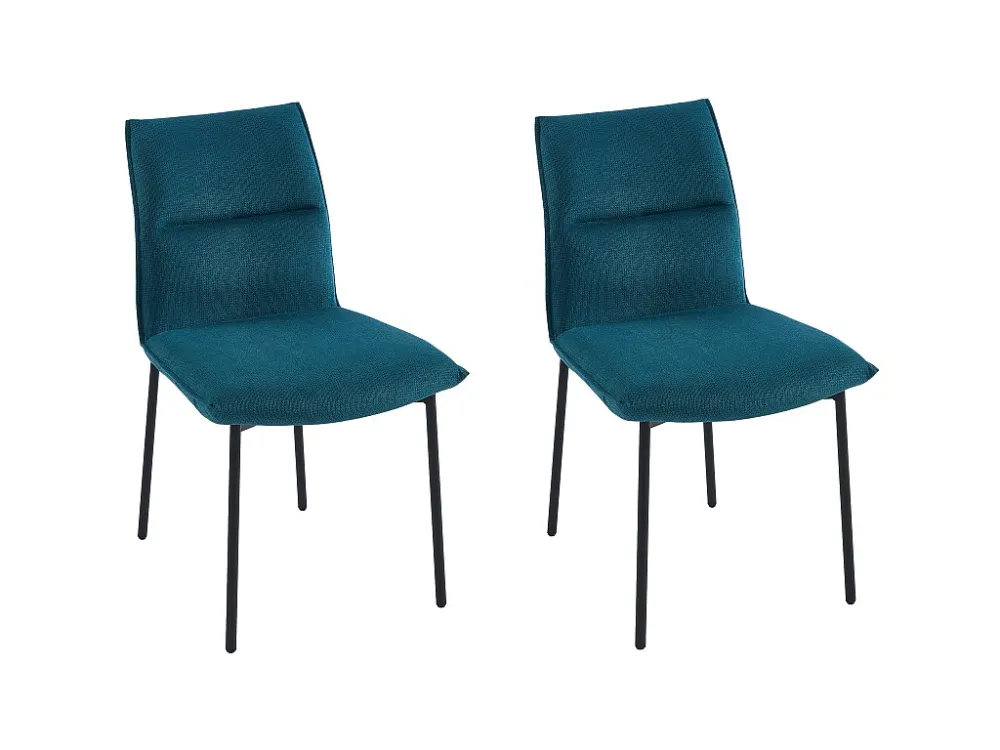 Set van 2 stoelen van stof en zwart metaal - Blauw - ETIVAL