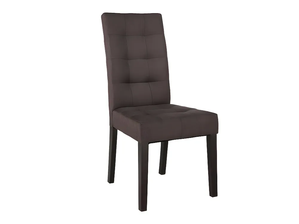 Set van 6 stoelen VILLOSA - bruine stof & donker houten poten