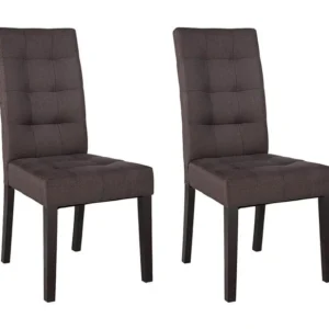 Set van 2 stoelen VILLOSA bruine stof - houten poten