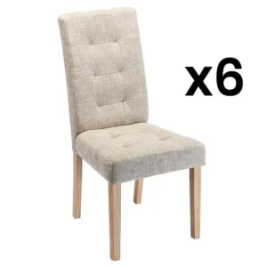 Set van 6 stoelen VILLOSA - Stof & houten poten - Beige - Koop nu uw online meubelshop