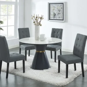 Set van 2 stoelen VILLOSA - Stof grijs & Poten donker hout