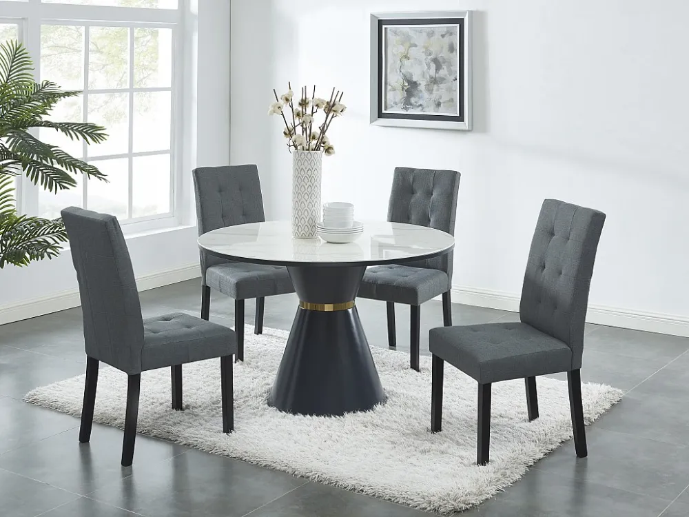 Set van 2 stoelen VILLOSA - Stof grijs & Poten donker hout