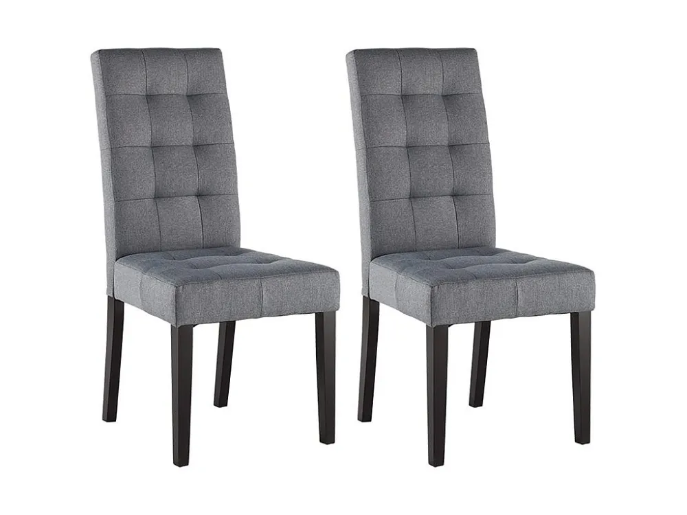 Set van 2 stoelen VILLOSA - Stof grijs & Poten donker hout