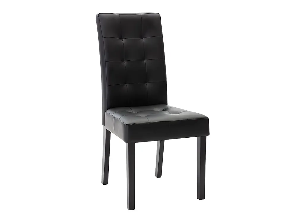 Set van 6 stoelen VILLOSA - Zwart kunstleer - Zwarte poten