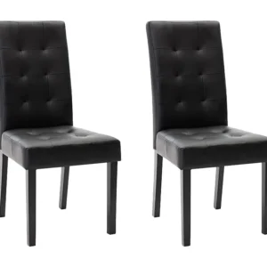 Set van 2 stoelen VILLOSA - Zwart kunstleer - Zwarte poten