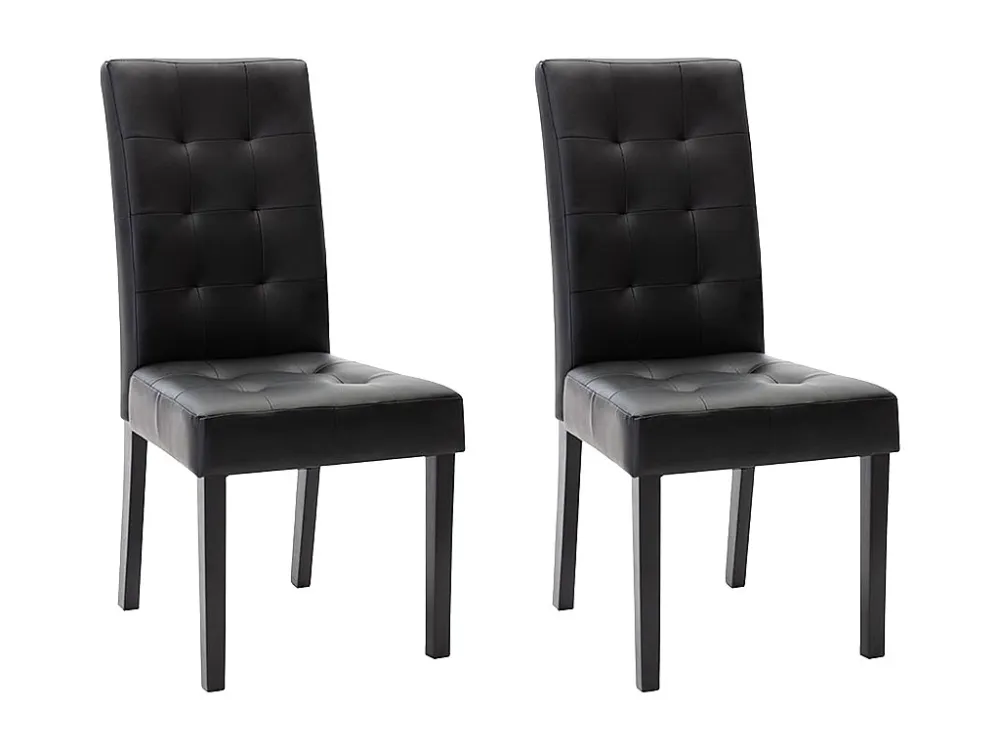 Set van 2 stoelen VILLOSA - Zwart kunstleer - Zwarte poten