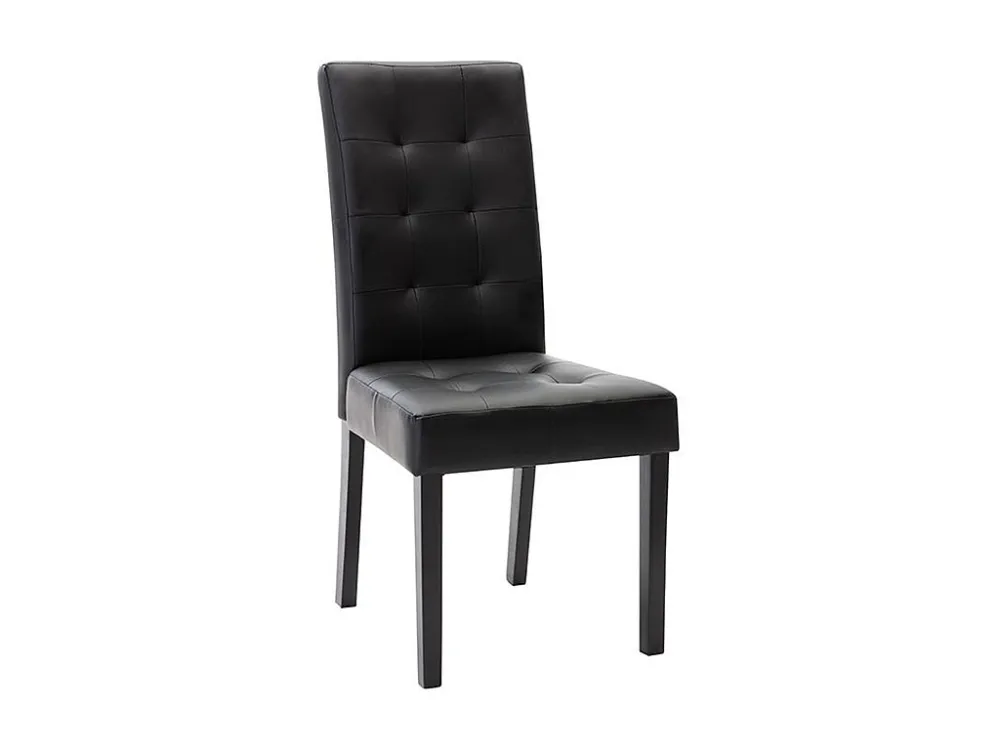 Set van 2 stoelen VILLOSA - Zwart kunstleer - Zwarte poten
