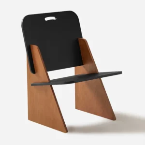 SoBuy Designstoel van hout Comfortabele, ergonomische woonkamerfauteuil Keukenstoel, pen- en gatstructuur, bruin en zwart,...