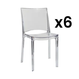 6 stapelbare stoelen DIADEME - Kristal - polycarbonaat
