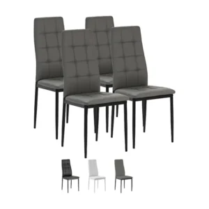 Set van 4 eetkamerstoelen Chelsea, gestoffeerd grijs, 42 x 51 x 97 cm. VS Venta-stock