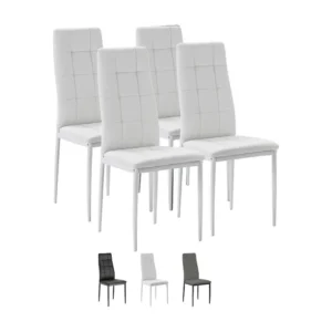 Set van 4 eetkamerstoelen Chelsea, wit gestoffeerd, 42 x 51 x 97 cm VS Venta-stock