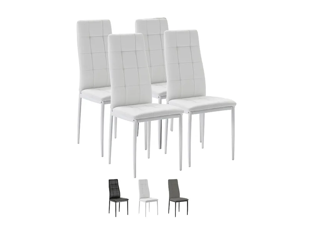Set van 4 eetkamerstoelen Chelsea, wit gestoffeerd, 42 x 51 x 97 cm VS Venta-stock