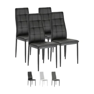 Set van 4 eetkamerstoelen Chelsea, zwart gestoffeerd, 42 x 51 x 97 cm. VS Venta-stock