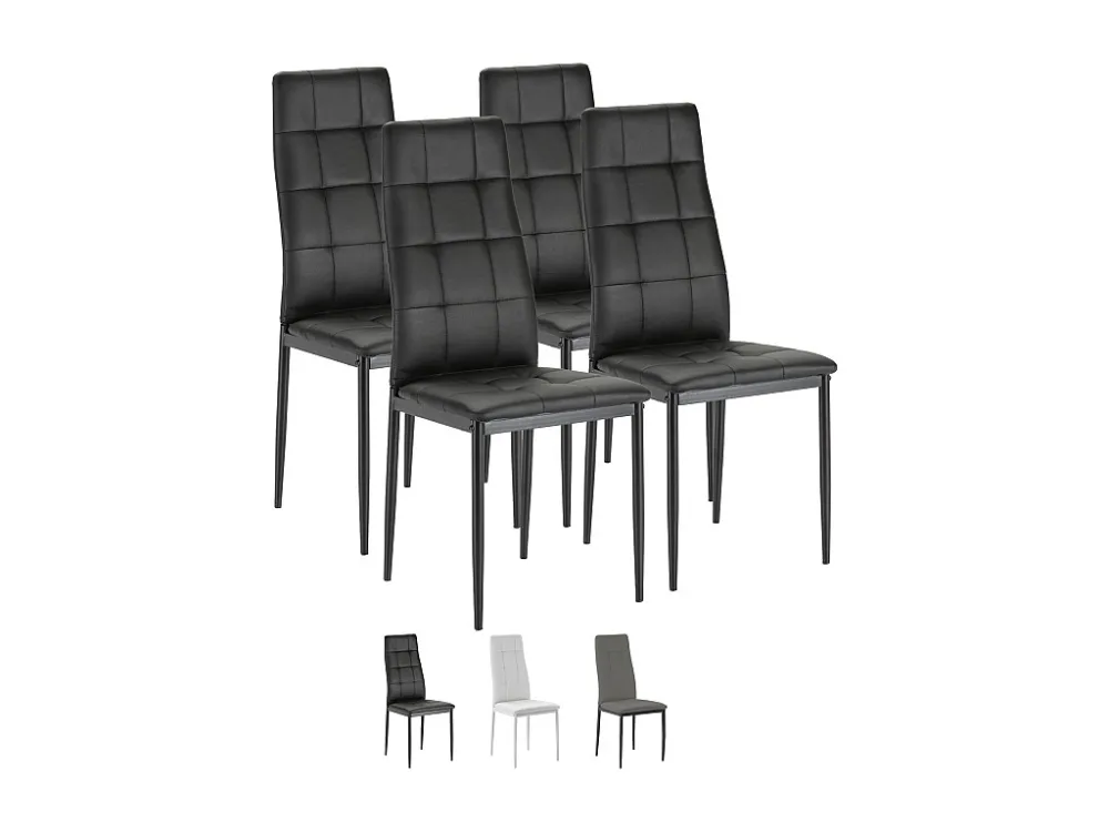 Set van 4 eetkamerstoelen Chelsea, zwart gestoffeerd, 42 x 51 x 97 cm. VS Venta-stock