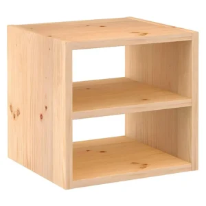 Kubusvormige massief grenen boekenplank met een tussenliggende plank - L36,2 x H36,2 cm Calicosy