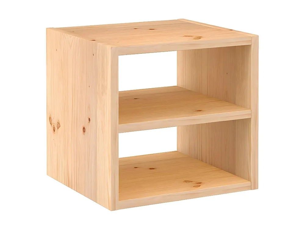 Kubusvormige massief grenen boekenplank met een tussenliggende plank - L36,2 x H36,2 cm Calicosy