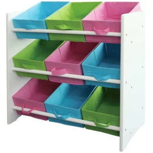 Kleurrijke houten kinderplank met dozen MCW