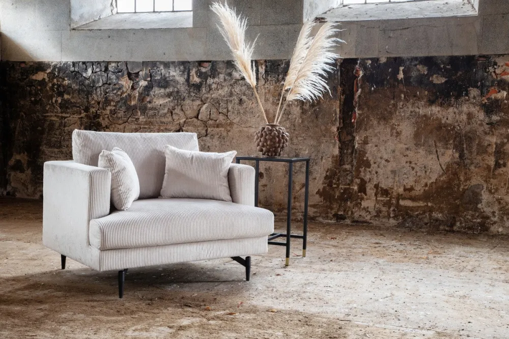 BRAM Fauteuil Matis - Beige Ribstof