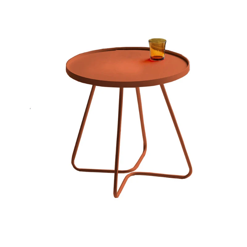 17,7"/19,7" hoge metalen ronde bijzettafel met blad en ijzeren slede Clearhalo