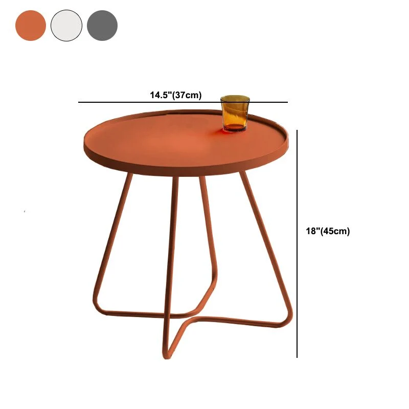 17,7"/19,7" hoge metalen ronde bijzettafel met blad en ijzeren slede Clearhalo