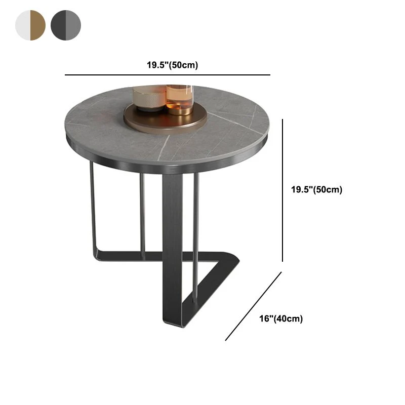 19,6"/21,6" moderne ronde leistenen bijzettafel metalen abstracte bijzettafel Clearhalo