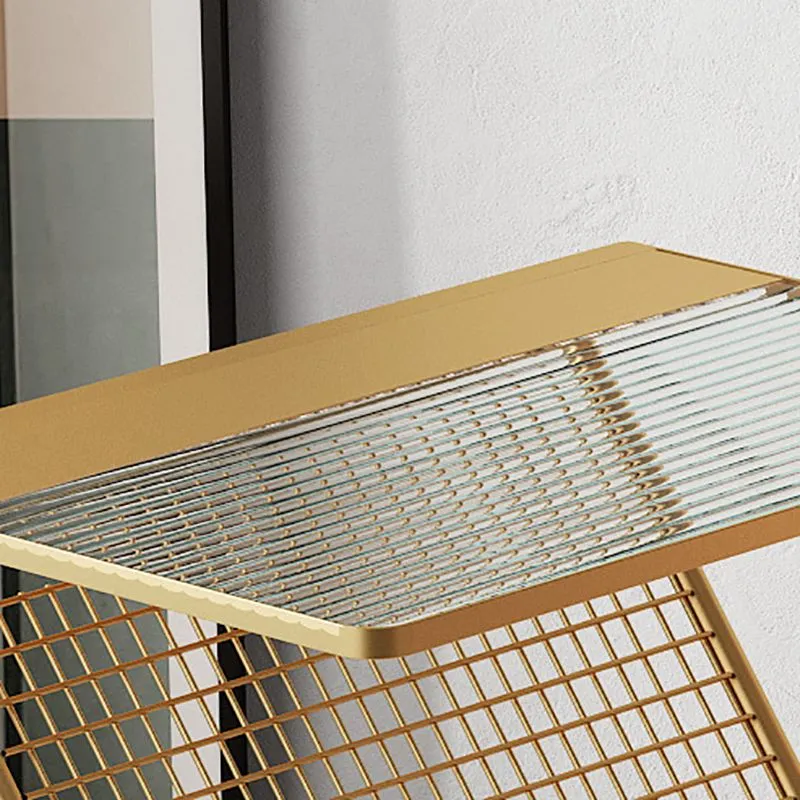19,68" L-bijzettafel met glazen blad en opbergruimte. Accenttafel aan de zijkant Clearhalo