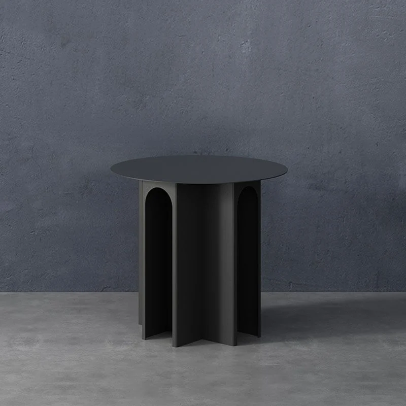19,6-inch hoge metalen bijzettafel met ronde bovenkant uit het midden van de eeuw Clearhalo