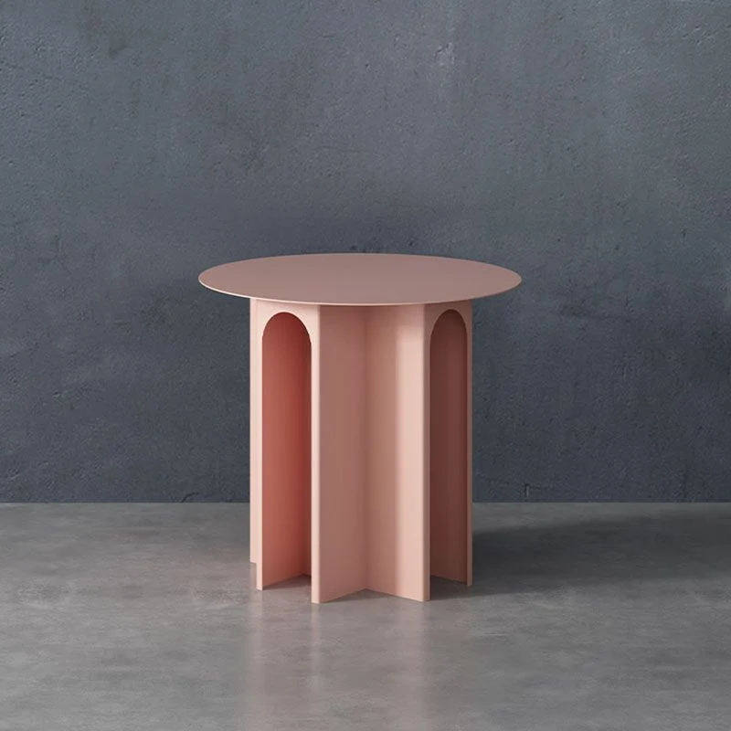 19,6-inch hoge metalen bijzettafel met ronde bovenkant uit het midden van de eeuw Clearhalo