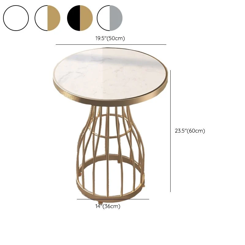 19,7" metalen bijzettafel met frame, glamoureuze ronde bijzettafel met marmeren accent Clearhalo