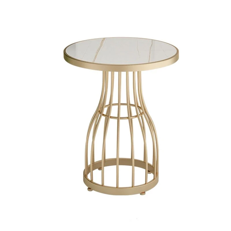 19,7" metalen bijzettafel met frame, glamoureuze ronde bijzettafel met marmeren accent Clearhalo
