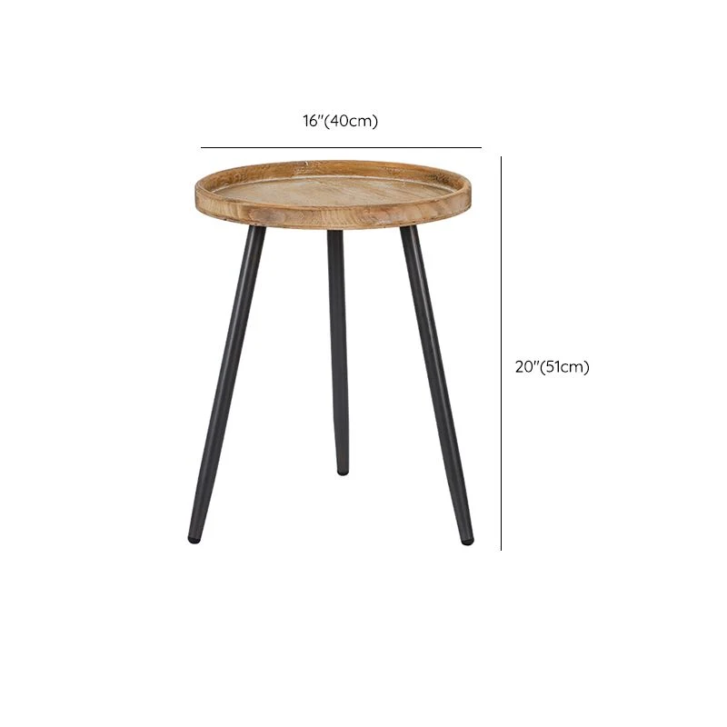 20-inch hoge massief houten bijzettafel Rustiek dienblad met 3 poten Clearhalo