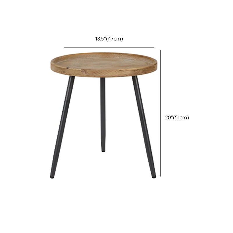 20-inch hoge massief houten bijzettafel Rustiek dienblad met 3 poten Clearhalo