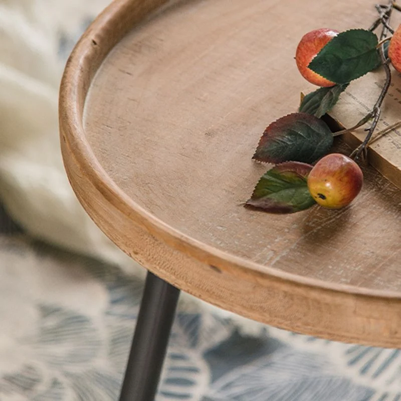 20-inch hoge massief houten bijzettafel Rustiek dienblad met 3 poten Clearhalo