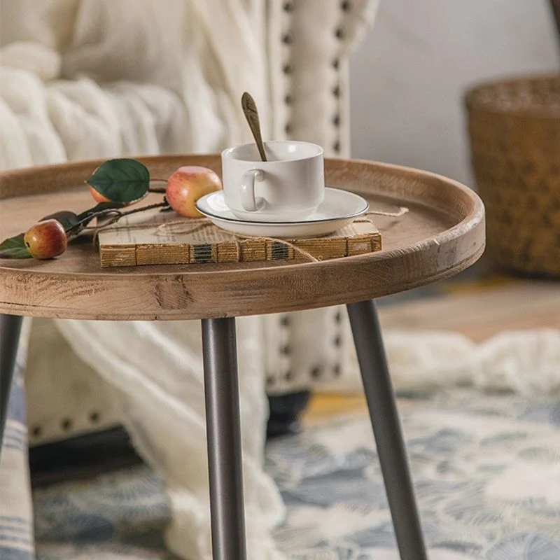 20-inch hoge massief houten bijzettafel Rustiek dienblad met 3 poten Clearhalo