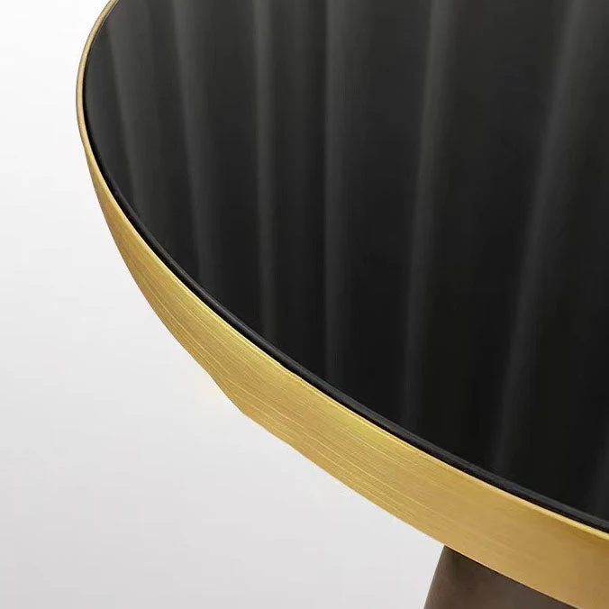 21,26" hoge bijzettafel uit het midden van de eeuw, glazen voetstuk, ronde bank met accent aan de zijkant Clearhalo