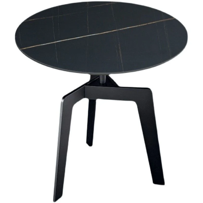 21,65" /23,62" hoge stalen bijzettafel met 3 poten, moderne ronde bijzettafel met leisteenblad Clearhalo