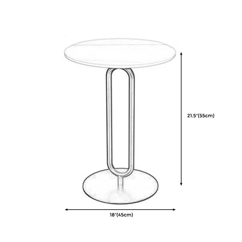 21,65" hoge bijzettafel op voetstuk, midden van de eeuw moderne ronde bijzettafel met stenen blad Clearhalo