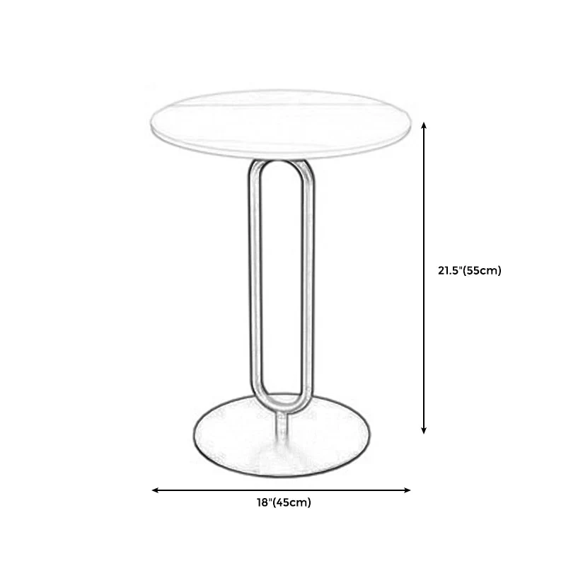 21,65" hoge bijzettafel op voetstuk, midden van de eeuw moderne ronde bijzettafel met stenen blad Clearhalo
