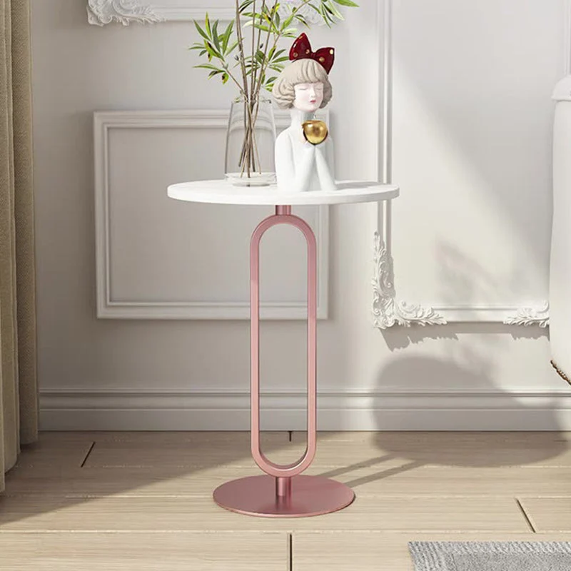 21,65" hoge bijzettafel op voetstuk moderne stijl met rond stenen blad Clearhalo