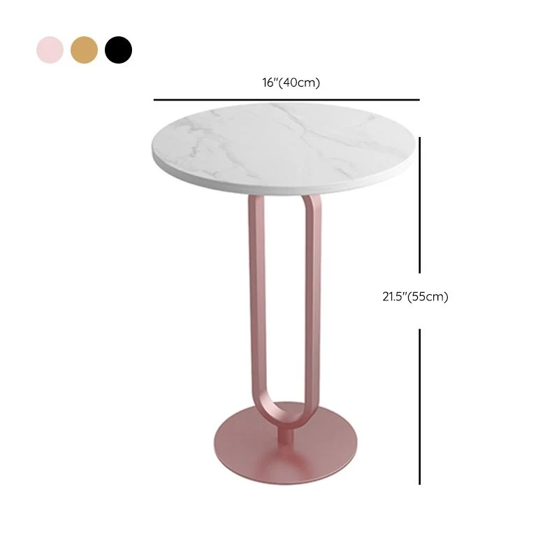 21,65" hoge bijzettafel op voetstuk moderne stijl met rond stenen blad Clearhalo