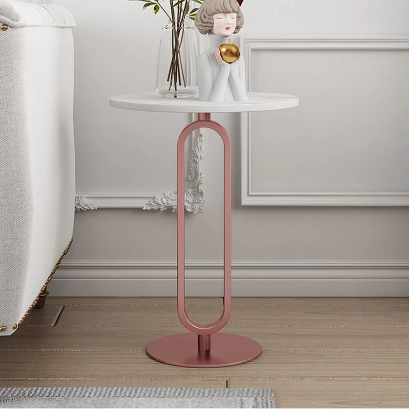 21,65" hoge bijzettafel op voetstuk moderne stijl met rond stenen blad Clearhalo