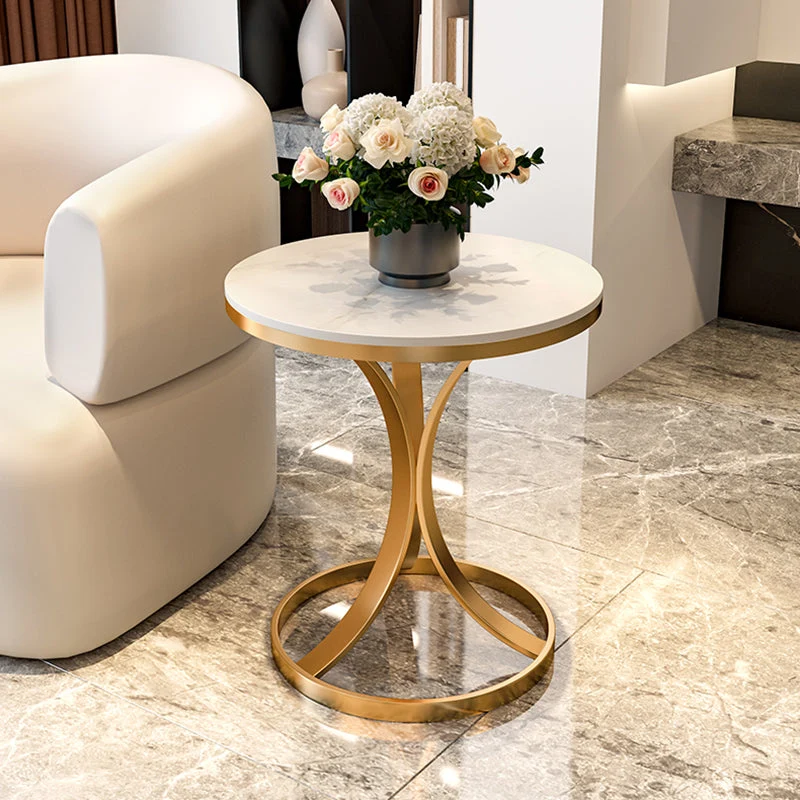 21,65 inch hoge bijzettafel moderne stijl met metalen frame en accent aan de zijkant Clearhalo