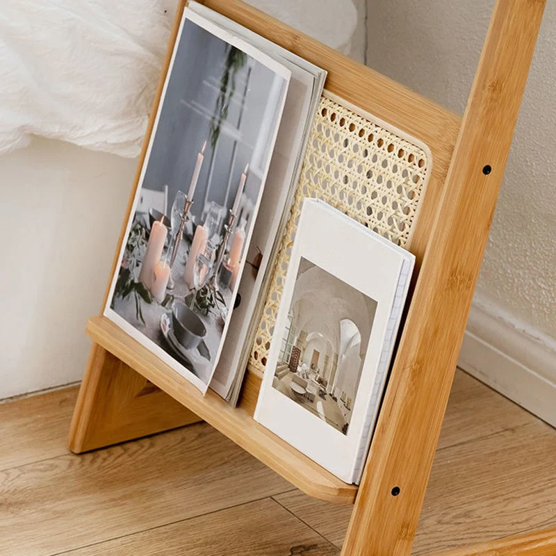 22,8" hoge rechthoekige glazen bijzettafel massief houten abstracte bijzettafel met opbergruimte Clearhalo
