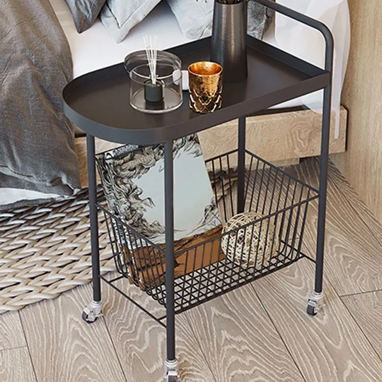 23,6 inch hoge zijtafel uit het midden van de eeuw met bijzettafel met dubbele laag Clearhalo
