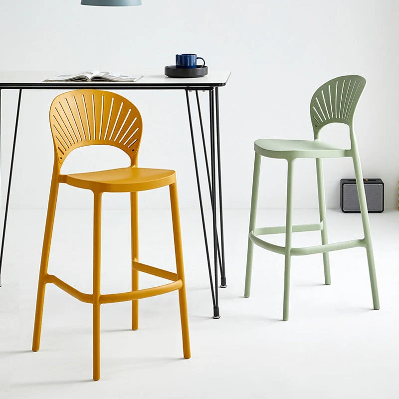 29,53" kunststof Scandinavische keuken eetkamer armloze kruk barkruk met lage rugleuning Clearhalo