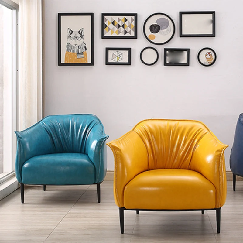 31,89 inch enkele fauteuil uit het midden van de eeuw, stoel met uitlopende armleuningen van PU-leer Clearhalo