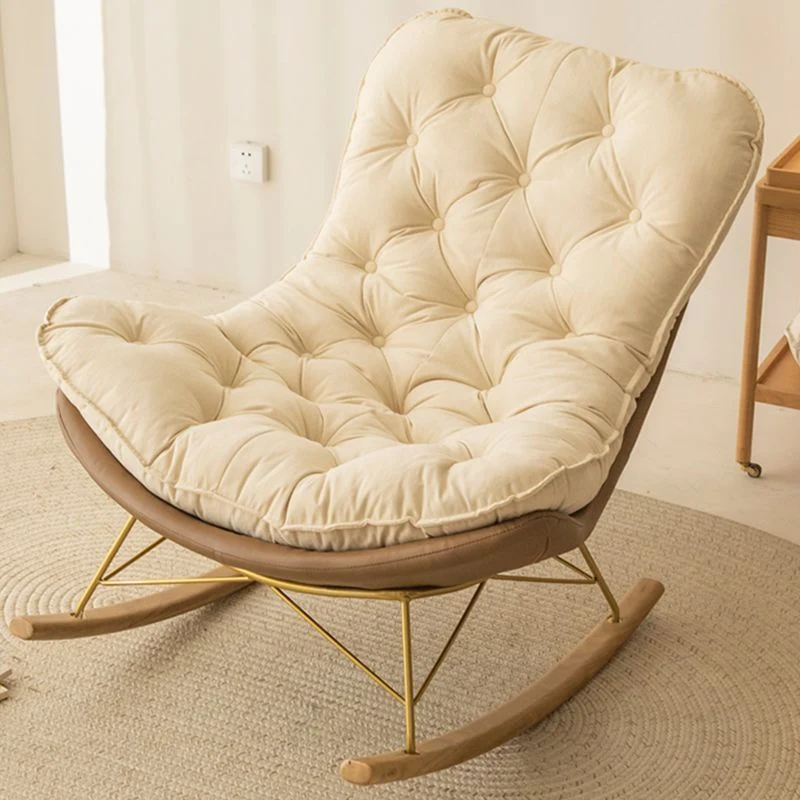 37,4" x 41,3" x 35,4" Schommelstoel Suède en Metaal met Zitkussen Schommelstoel Wingback Clearhalo
