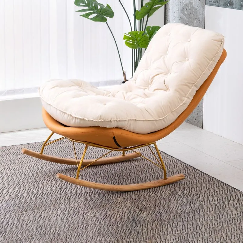 37,4" x 41,3" x 35,4" Schommelstoel Suède en Metaal met Zitkussen Schommelstoel Wingback Clearhalo