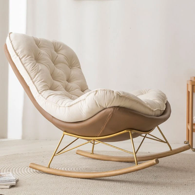 37,4" x 41,3" x 35,4" Schommelstoel Suède en Metaal met Zitkussen Schommelstoel Wingback Clearhalo